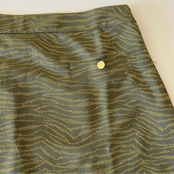 Michael Michael Kors Green and Gold Zebra Print Mini Pencil Skirt - Picture 4 of 7